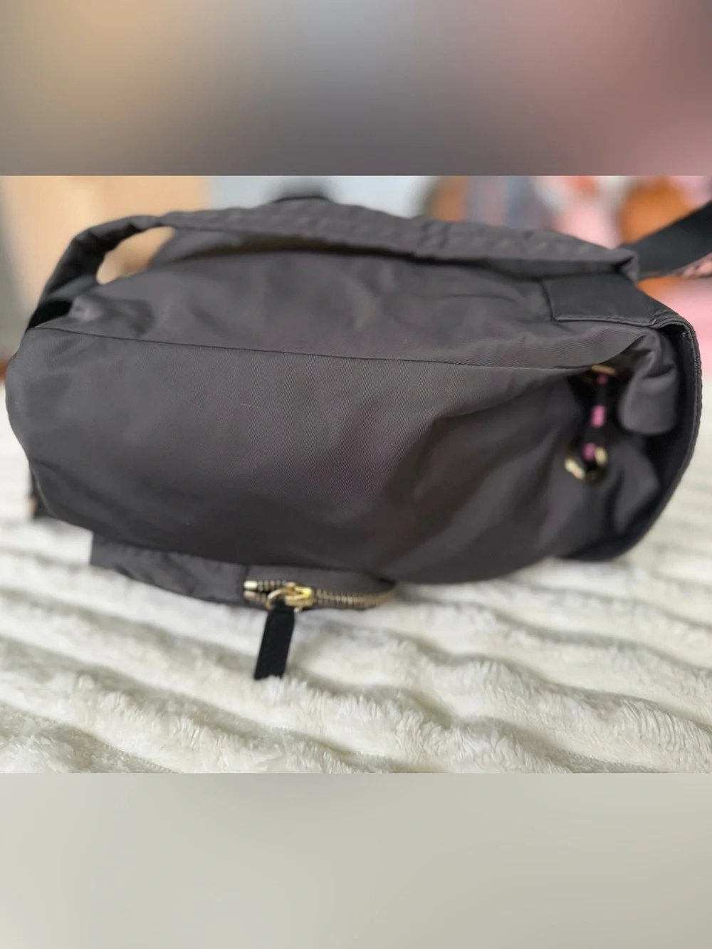 Bimba Y Lola Nylon Drawstring Backpack with Pink Accent